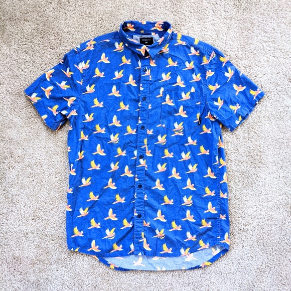 Quiksilver Other - Quiksilver Button Up Shirt Parrots Modern Fit Blue